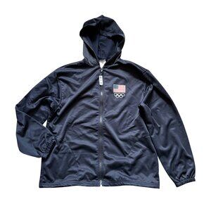 United States Olympic Committee Hooded Fleece Full-Zip Jacket SZ Large Blue USA